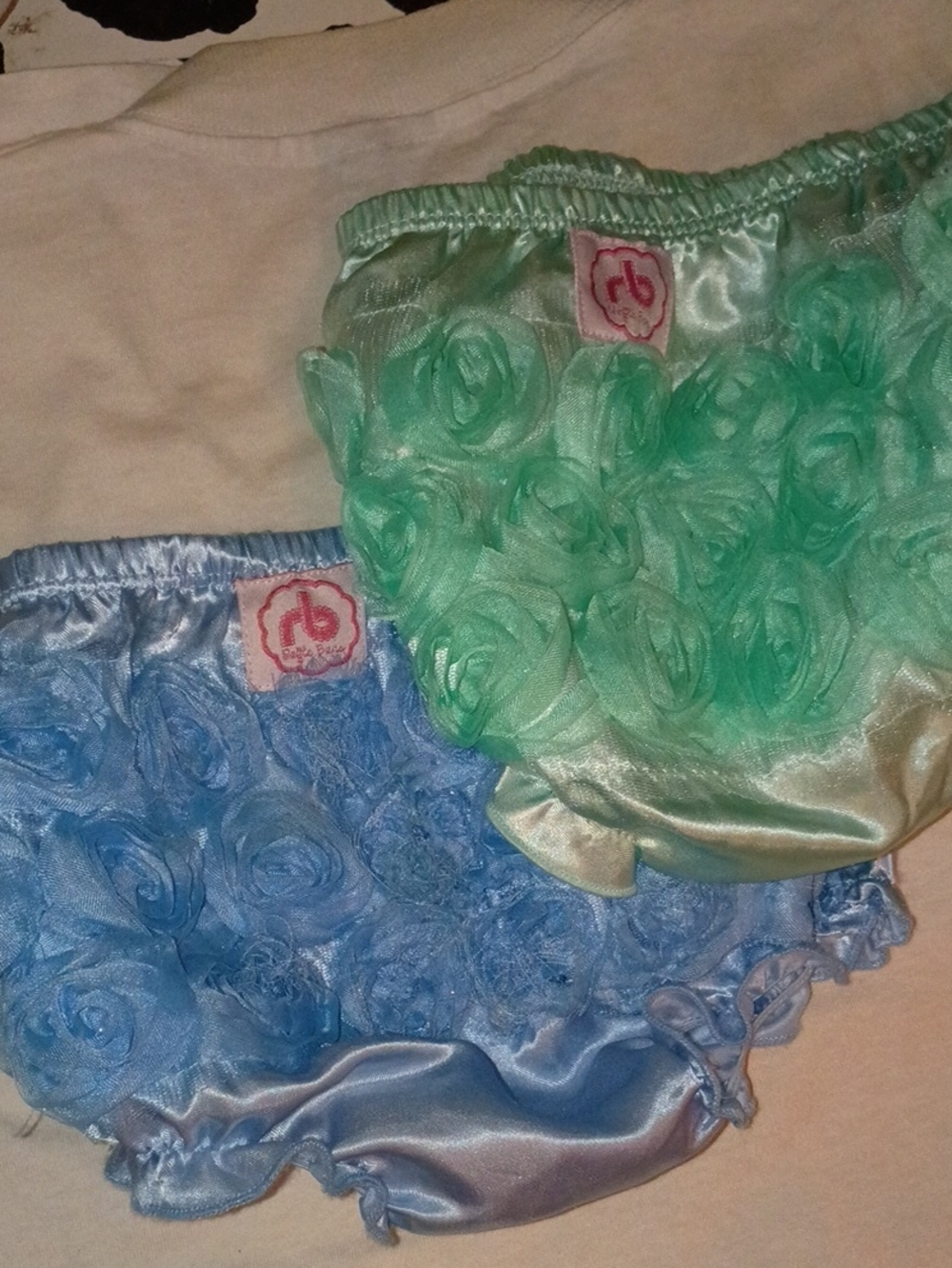 Ruffle Buns Mint Green Rosette Satin Diaper Cover